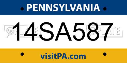 14SA587 Pennsylvania License Plate