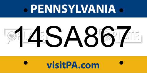 14SA867 Pennsylvania License Plate