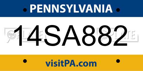 14SA882 Pennsylvania License Plate