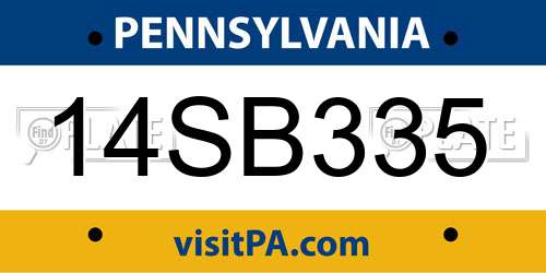 14SB335 Pennsylvania License Plate