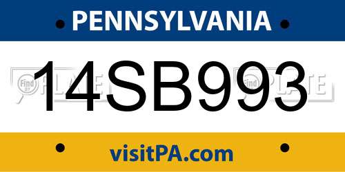 14SB993 Pennsylvania License Plate