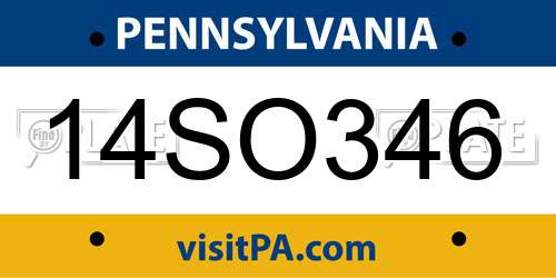 14SO346 Pennsylvania License Plate