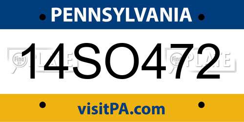 14SO472 Pennsylvania License Plate