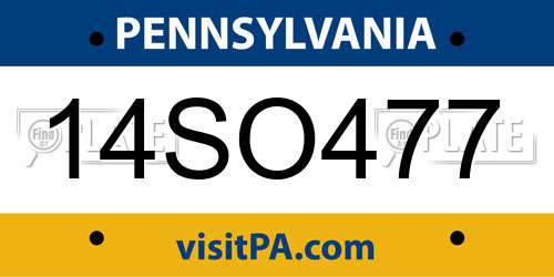 14SO477 Pennsylvania License Plate