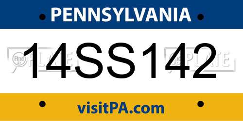 14SS142 Pennsylvania License Plate