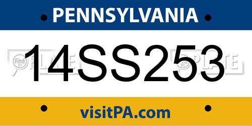 14SS253 Pennsylvania License Plate