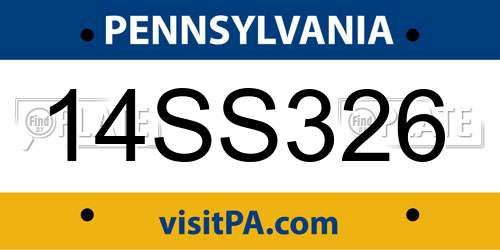 14SS326 Pennsylvania License Plate