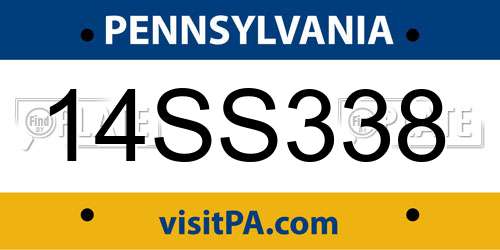 14SS338 Pennsylvania License Plate