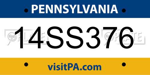 14SS376 Pennsylvania License Plate