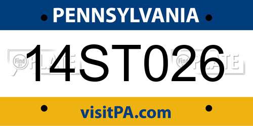 14ST026 Pennsylvania License Plate