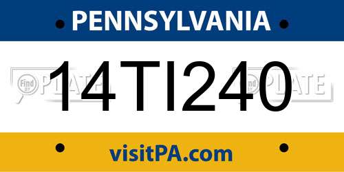 14TI240 Pennsylvania License Plate