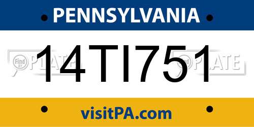 14TI751 Pennsylvania License Plate