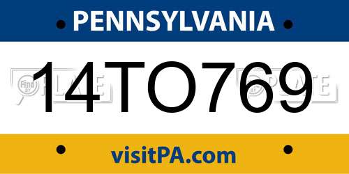 14TO769 Pennsylvania License Plate
