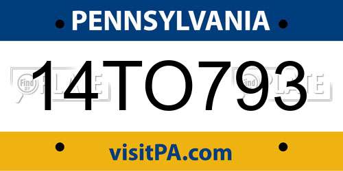 14TO793 Pennsylvania License Plate