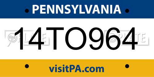14TO964 Pennsylvania License Plate