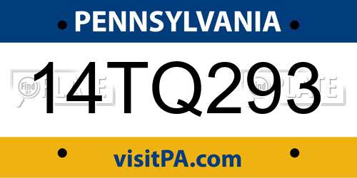 14TQ293 Pennsylvania License Plate