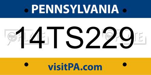 14TS229 Pennsylvania License Plate
