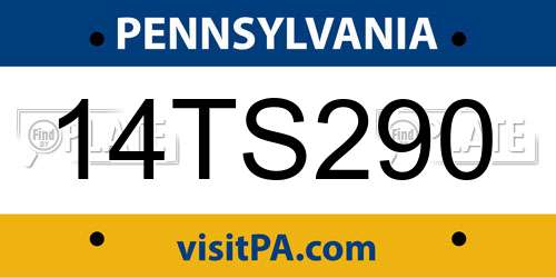14TS290 Pennsylvania License Plate