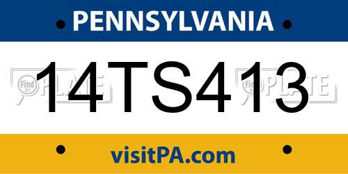 14TS413 Pennsylvania License Plate