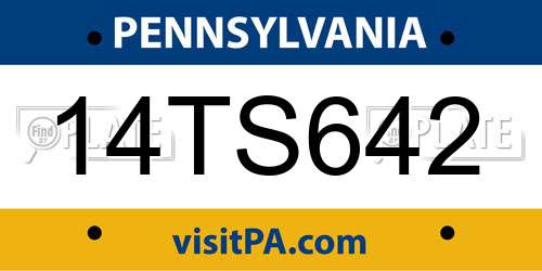 14TS642 Pennsylvania License Plate