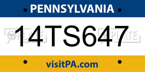 14TS647 Pennsylvania License Plate