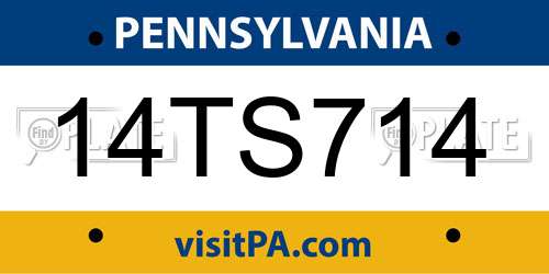 14TS714 Pennsylvania License Plate