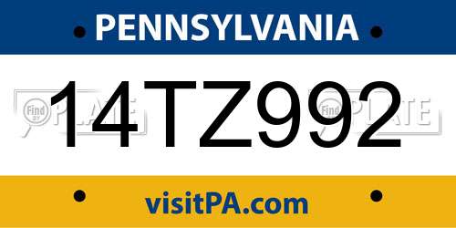 14TZ992 Pennsylvania License Plate