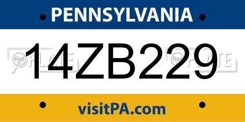 14ZB229 Pennsylvania License Plate