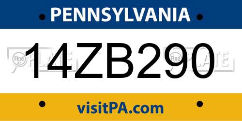 14ZB290 Pennsylvania License Plate