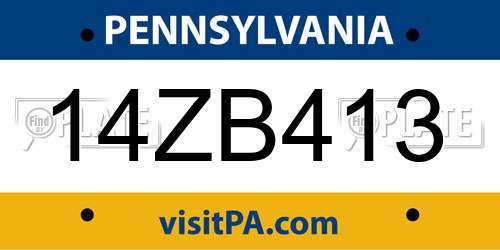 14ZB413 Pennsylvania License Plate