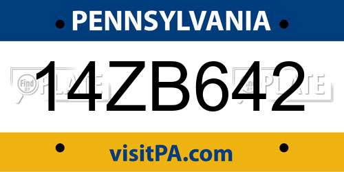 14ZB642 Pennsylvania License Plate