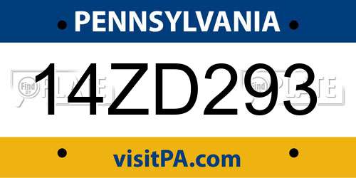 14ZD293 Pennsylvania License Plate