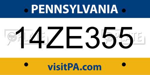 14ZE355 Pennsylvania License Plate