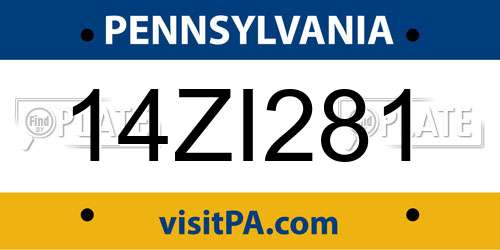 14ZI281 Pennsylvania License Plate