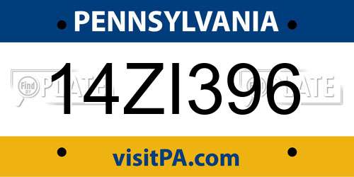 14ZI396 Pennsylvania License Plate