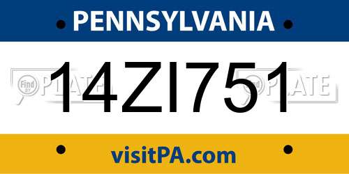 14ZI751 Pennsylvania License Plate