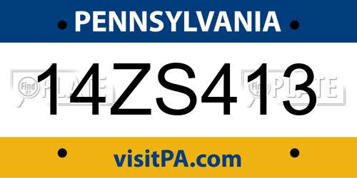 14ZS413 Pennsylvania License Plate