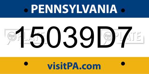 15039D7 Pennsylvania License Plate