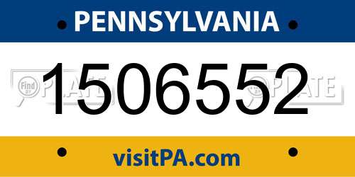 1506552 Pennsylvania License Plate