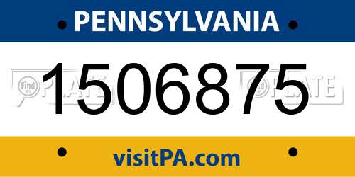 1506875 Pennsylvania License Plate