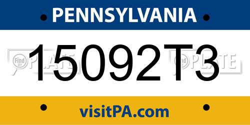 15092T3 Pennsylvania License Plate