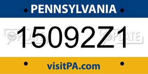 15092Z1 Pennsylvania License Plate