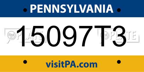 15097T3 Pennsylvania License Plate