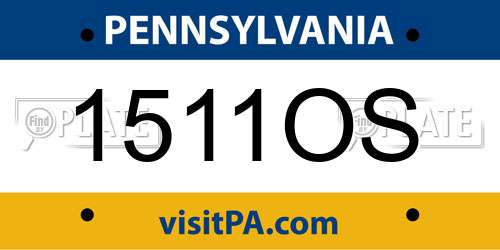 1511OS Pennsylvania License Plate
