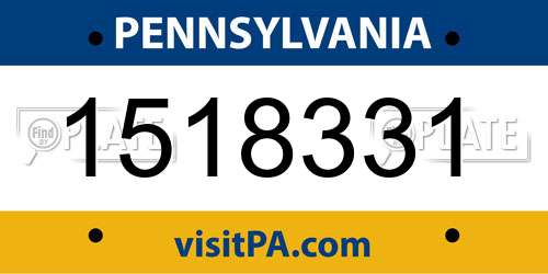1518331 Pennsylvania License Plate