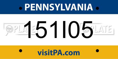 151I05 Pennsylvania License Plate