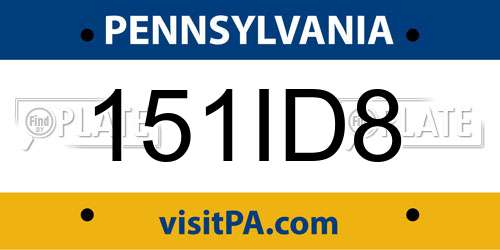 151ID8 Pennsylvania License Plate