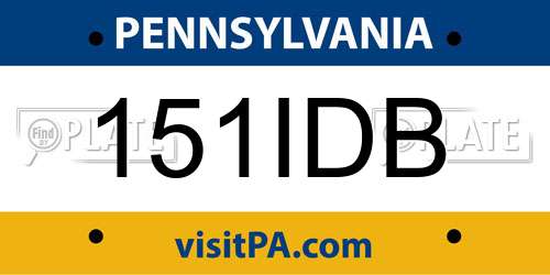 151IDB Pennsylvania License Plate