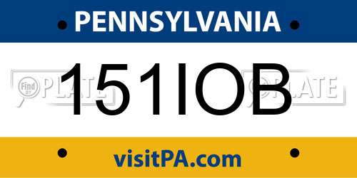 151IOB Pennsylvania License Plate