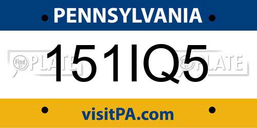 151IQ5 Pennsylvania License Plate